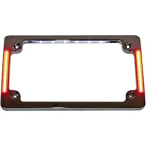 カスタムダイナミッククロームトライホリゾンタルオートバイプレートフレーム、フラッシュマウントLED付き Custom Dynamic Chrome Tri-Horizontal Motorcycle Plate Frame w Flush-Mount LEDs 【並行輸入品】