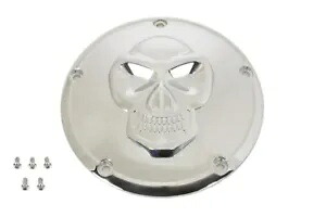 ハーレー 5 ボルト ツインカム 00-17 用クローム レイズド スカル ダービー カバー Chrome Raised Skull Derby Cover for Harley 5-Bolt Twin Cam 00-17 【並行輸入品】