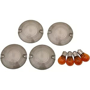 スモークターンシグナルレンズ レンズ 電球キット付き ハーレー FLT ロードキング ツーリング 86-22用 Smoke Turn Signal Lens Lenses w/ Bulb Kit for Harley FLT Road King Touring 86-22 【並行輸入品】