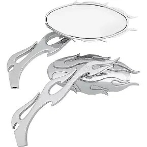 Drag Specialty 0640-0484 ハーレー用クロームフレームオーバルミラー Drag Specialties 0640-0484 Chrome Flame Oval Mirrors for Harley 【並行輸入品】