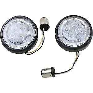 Ciro 45420 ブラック/アンバー LED フロントファングターンシグナル ハーレーデュース ブレット 1157 Ciro 45420 Black / Amber LED Front Fang Turn Signals Harley Deuce Bullet 1157 【並行輸入品】