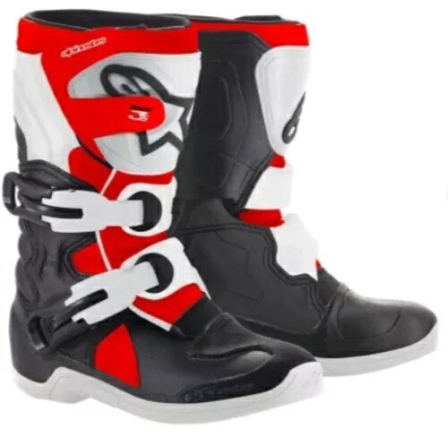 キッズ アルパインスターズ テック 3S ブーツ - ブラック/ホワイト/レッド US ユース サイズ 10 - 返品不可 Kids Alpinestars Tech 3S Boots - Black/White/Red US Youth Size 10 - NO RETURNS 【並行輸入品】