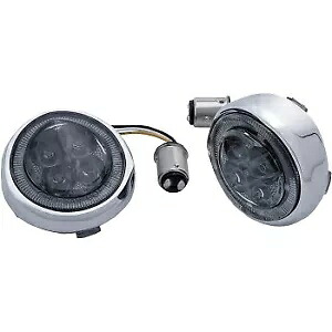 Ciro 45600 クローム スモーク LED ライト付きファング フロント シグナル ライト インサート Ciro 45600 Chrome Smoke LED Lighted Fang Front Signal Light Inserts 【並行輸入品】
