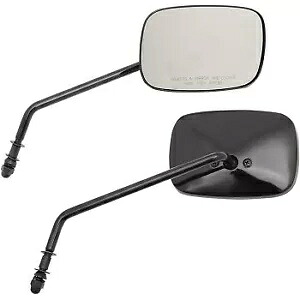 Drag Specialty 0640-0983 ブラック長方形凸面ミラー 8 インチ長ステム -ハーレー Drag Specialties 0640-0983 Black Rectangular Convex Mirrors 8\