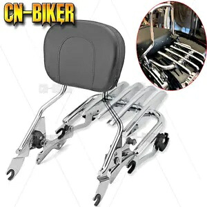クローム シーシーバー バックレスト + 荷物ラック ドッキング付き 2014年以降 ハーレー ツーリング用 Chrome Sissy Bar Backrest + Luggage Rack W/ Docking For 2014+ Harley Touring 【並行輸入品】