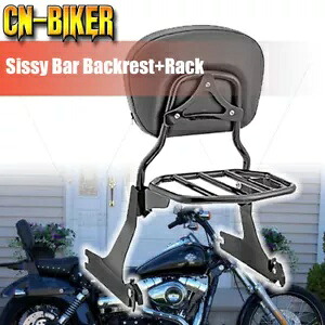 ワンピース取り外し可能シーシーバーバックレストパッド + ラックハーレーファットボブワイドグライド用 One-Piece Detachable Sissy bar Backrest Pad + Rack For Harley Fat Bob Wide Glide 【並行輸入品】