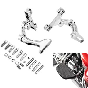 クローム後部乗客調整可能なフロアボードマウント ハーレーエレクトラグライド 93+用 Chrome Rear Passenger Adjustable Floorboard Mount For Harley Electra Glide 93+ 【並行輸入品】