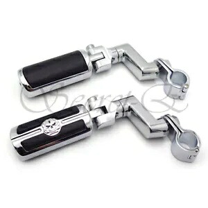 クロームギア スカルヘッド フットペグレスト オスマウント ハーレーダビッドソン用 1インチ 25mm Chrome Gear Skull Head Foot Peg Rests Male Mounts For Harley-Davidson 1\