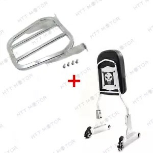 クローム スカル 取り外し可能 シーシーバー バックレスト & 荷物ラック ハーレー ソフテイル FLH用 Chrome Skull Detachable Sissy Bar Backrest & Luggage Rack for Harley Softail FLH 【並行輸入品】