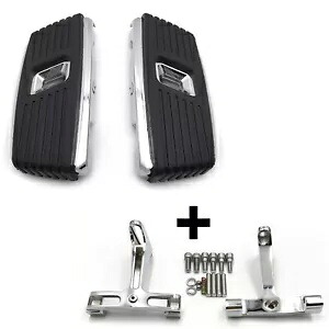 ハーレー用マウントブラケットキット付きスクエアハナパッセンジャーフットボードフロアボード Square Hana Passenger Footboard FloorBoard with Mount Bracket Kits For Harley 【並行輸入品】