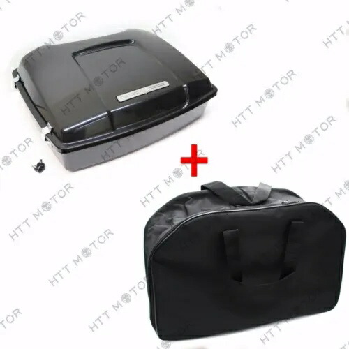 未塗装ブラックツアーパックパックトランク ロック&ライナーバッグ付き ハーレーツーリング 97-08用 Unpainted Black Tour Pak Pack Trunk w/ Lock & Liner Bag For Harley Touring 97-08 【並行輸入品】
