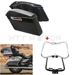 未塗装サドルバッグ ブラケット ガード バー ラッチ ロック 14-20 ハーレー ツーリング用 Unpainted Saddlebags Bracket Guard Bars Latch Lock For 14-20 Harley Touring 【並行輸入品】