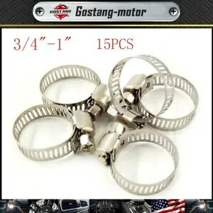3/4インチ-1インチ 調節可能なステンレススチール ドライブホースクランプ 燃料ライン ワームクリップ 15個 3/4"-1" Adjustable Stainless Steel Drive Hose Clamps Fuel Line Worm Clip 15pcs 【並行輸入品】｜カスタムパーツ WORLD倉庫