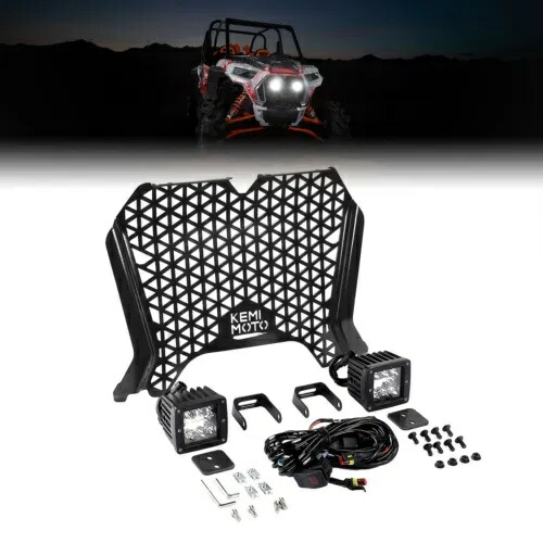 UTV フロントメタルグリルメッシュ ライト付き ポラリス RZR XP 4 1000 ターボ 2019-2023用 UTV Front Metal Grille Mesh w/ Light for Polaris RZR XP 4 1000 Turbo 2019-2023 【並行輸入品】