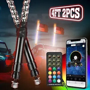 KEMIMOTO 2 つの 4FT Bluetooth ホイップ ライト スパイラル アンテナ フラグ アプリ制御付き UTV ATV KEMIMOTO Two 4FT Bluetooth Whip Lights Spiral Antenna w/Flag App Control UTV ATV 【並行輸入品】