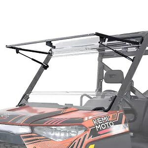 ポラリスレンジャー XP 900/1000 クルー用傷つきにくいフロントフリップフロントガラス Scratch Resistant Front Flip Windshield for Polaris Ranger XP 900/ 1000 Crew 【並行輸入品】