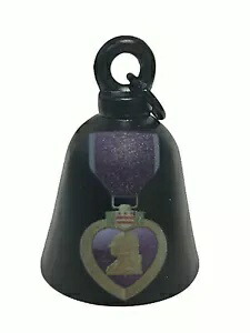 パープルハート ミリタリー グロス ブラック オートバイ ガード ベル ハーレーダビッドソン ベル Purple Heart Military Gloss Black Motorcycle Guard Bell Harley Davidson Bell画像