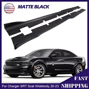 ダッジチャージャー SRT スキャットパックワイドボディ 20-23 マットブラックサイドスカートエクステンション用 For Dodge Charger SRT Scat Pack Widebody 20-23 Matte Black Side Skirts Extension 【並行輸入品】