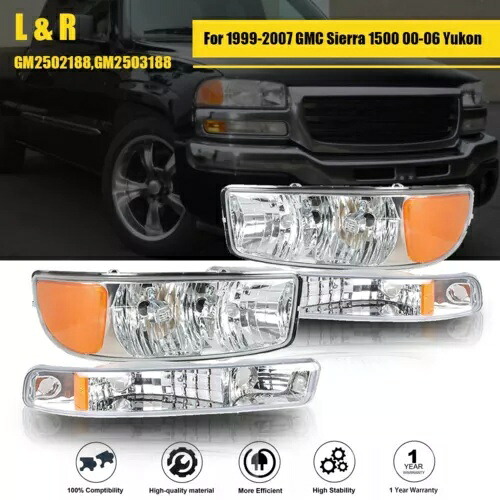 ヘッドライト交換用 1999-2007 GMC シエラ 1500 LH + RH クリアレンズハロゲン用 Headlight Replacement Fit For 1999-2007 GMC Sierra 1500 LH+RH Clear Lens Halogen 【並行輸入品】