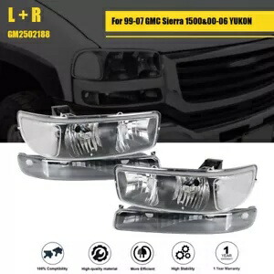 フロントヘッドライトアセンブリ 99-07 GMC シエラ 1500 LH + RH ペアクリアレンズに適合 Front Headlight Assembly Fit For 99-07 GMC Sierra 1500 LH + RH Pair Clear Lens 【並行輸入品】