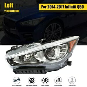 フロントヘッドライトアセンブリ 2014-2017 インフィニティ Q50 LH シングルクローム LED に適合 Front Headlight Assembly Fit For 2014-2017 Infiniti Q50 LH Single Chrome LED 【並行輸入品】