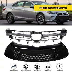 クローム上部下部バンパーグリル 2 個 グリル 15-2017 トヨタ カムリ SE に適合 Chrome Upper Lower Bumper Grill 2pcs Grille Fit For 15-2017 Toyota Camry SE 【並行輸入品】