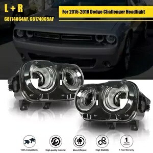ヘッドライト交換用フィット 15-18 ダッジ チャレンジャー LH + RH クリアレンズ ハロゲン Headlight Replacement Fit For 15-18 Dodge Challenger LH+RH Clear Lens Halogen 【並行輸入品】