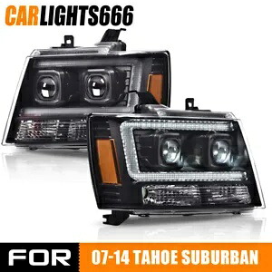 DRL/ヘッドライト LH&RH フィット 07-14 シボレー サバーバン 1500/2500 タホ アバランチ ブラック DRL/Headlight LH&RH FIT FOR 07-14 Chevy Suburban 1500/2500 Tahoe Avalanche Black 【並行輸入品】
