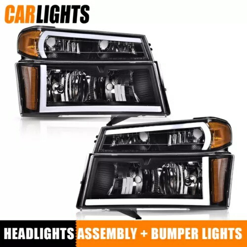 1 ペア LED DRL チューブヘッドライトブラック 2004-2012 シボレーコロラド GMC キャニオンに適合 1Pair LED DRL Tube Headlights Black Fit For 2004-2012 Chevy Colorado GMC Canyon 【並行輸入品】