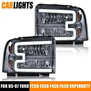 LED DRL クリア/クローム ヘッドライト 2005-07 フォード F250 F350 スーパーデューティに適合 新品 LED DRL Clear/Chrome Headlights Fit For 2005-07 Ford F250 F350 Super Duty NEW 【並行輸入品】