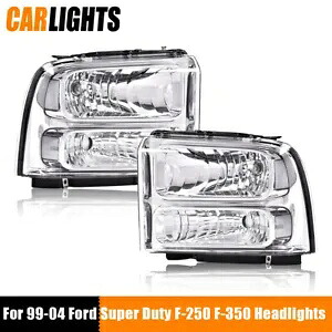 2X クローム DRL ヘッドライト 1999-04 フォード F250-F450 スーパーデューティ エクスカーションに適合 2X Chrome DRL Headlights Fit For 1999-04 Ford F250-F450 Superduty Excursion 【並行輸入品】