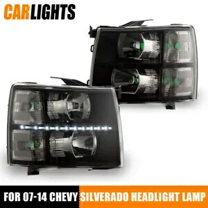 2X LED DRL ヘッドライト 2007-13 シボレー シルバラード 1500 2007-14 2500HD 3500HD に適合 2X LED DRL Headlights Fit For 2007-13 Chevy Silverado 1500 2007-14 2500HD 3500HD 【並行輸入品】