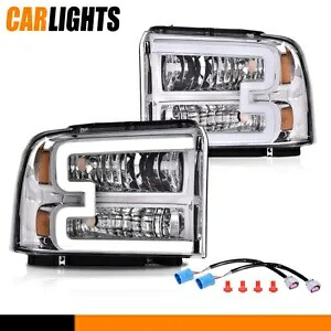 LED クロームクリアヘッドライト 2005-2007 フォード F250 F350 F450 F550 スーパーデューティーに適合 LED Chrome Clear Headlight Fit For 2005-2007 Ford F250 F350 F450 F550 Super Duty 【並行輸入品】