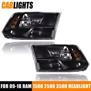 2x ブラックハウジングアンバーコーナーヘッドライト 2009-12 Ram 1500-3500 ピックアップに適合 2x Black Housing Amber Corner Headlights Fit For 2009-12 Ram 1500-3500 Pickup 【並行輸入品】