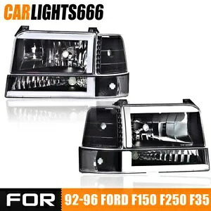 2X LED DRL ブラック/クリア ヘッドライト バンパーランプ 1992-1996 フォード F150-F350 に適合 2X LED DRL Black/Clear Headlights Bumper Lamps Fit For 1992-1996 Ford F150-F350 【並行輸入品】