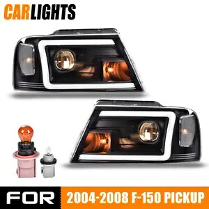 2X LED DRL プロジェクター ヘッドライト ランプ ブラック 04-08 フォード F-150 マーク ピックアップに適合 2X LED DRL Projector Headlights Lamps Black Fit For 04-08 Ford F-150 Mark Pickup 【並行輸入品】