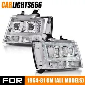 LED チューブ デュアル プロジェクター ヘッドライト 2007-14 シボレー タホ サバーバン アバランチに適合 LED Tube Dual Projector Headlights Fit For 2007-14 Chevy Tahoe Suburban Avalanch 【並行輸入品】