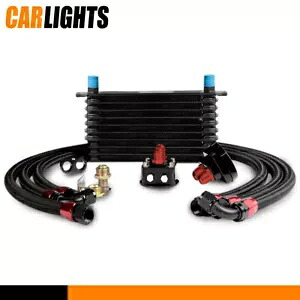 10 列 AN10 エンジンアルミオイルクーラー + フィルター再配置キットブラックに適合 Fit For 10 Row AN10 Engine Aluminum Oil Cooler + Filter Relocation Kit Black 【並行輸入品】