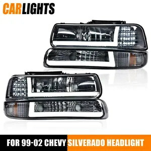 クローム LED DRL ヘッドライトランプ 99-02 シボレー シルバラード ピックアップ 00-06 タホに適合 Chrome LED DRL Headlights Lamps Fit For 99-02 Chevy Silverado Pickup 00-06 Tahoe 【並行輸入品】