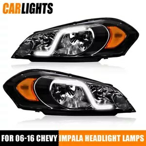 2006-2013 シボレー インパラ/06-07 モンテカルロ スモーク LED DRL ヘッドライトランプに適合。 Fit For 2006-2013 Chevy Impala/ 06-07 Monte Carlo Smoke LED DRL Headlights Lamps 【並行輸入品】