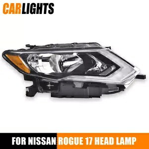 17-19 日産ローグ新しいハロゲンヘッドライトヘッドランプクローム助手席側に適合 Fit For 17-19 Nissan Rogue New Halogen Headlights Headlamp Chrome Passenger Side 【並行輸入品】