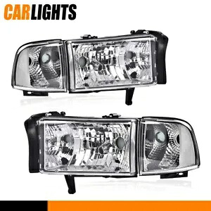 ヘッドライトランプ クロームレンズ クリアコーナー 94-02 ダッジラム 1500 2500 3500 に適合 HEADLIGHT LAMPS CHROME LENS CLEAR CORNER FIT FOR 94-02 DODGE RAM 1500 2500 3500 【並行輸入品】