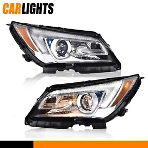 ビュイック・ラクロスハロゲン LED チューブプロジェクターヘッドライトヘッドランプペア 14-16 に適合 Fit For Buick LaCrosse Halogen LED Tube Projector Headlights Headlamp Pair 14-16 【並行輸入品】