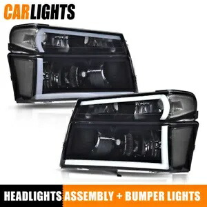 LED DRL スモークレンズ ブラック ヘッドライト 2004-12 GMC キャニオン シボレー コロラドに適合 LED DRL Smoked Lens Black Headlights Fit For 2004-12 GMC Canyon Chevy Colorado 【並行輸入品】