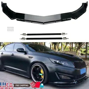 起亜オプティマ光沢のある黒フロントバンパーリップスポイラースプリッターキット + ストラットロッド For Kia Optima Glossy Black Front Bumper Lip Spoiler Splitter Kit + Strut Rods 【並行輸入品】 38,610円