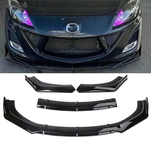 マツダ 3 フロントバンパーリップチンスポイラースプリッターボディセット光沢のある黒に適合 Fits For Mazda 3 Front Bumper Lip Chin Spoiler Splitter Body Set Glossy Black 【並行輸入品】