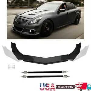 インフィニティ G37 G35 セダンカーボンファイバーフロントバンパーリップスプリッター + ストラットロッド For Infiniti G37 G35 Sedan Carbon Fiber Front Bumper Lip Splitter + Strut Rods 【並行輸入品】