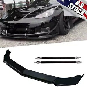 ポンティアック ファイアバード用光沢のある黒フロントバンパーリップスポイラーボディキット + ストラットロッド For Pontiac Firebird Glossy Black Front Bumper Lip Spoiler Body Kit + Strut Rods 【並行輸入品】