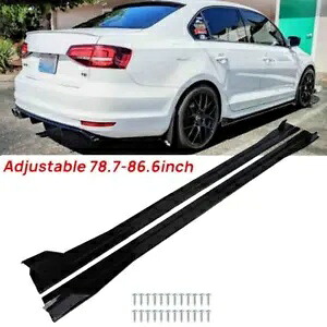 VW ジェッタ用調節可能なサイドスカートロッカースプリッターパネルリップ光沢のある黒 For VW for Jetta Adjustable Side Skirts Rocker Splitter Panel Lip Glossy Black 【並行輸入品】