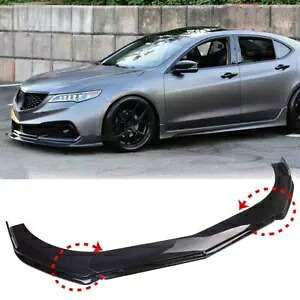 アキュラ TLX ILX 3 個フロントバンパーリップスポイラーボビーキットスプリッター光沢のある黒 For Acura TLX ILX 3Pcs Front Bumper Lip Spoiler Boby Kits Splitter Glossy Black 【並行輸入品】